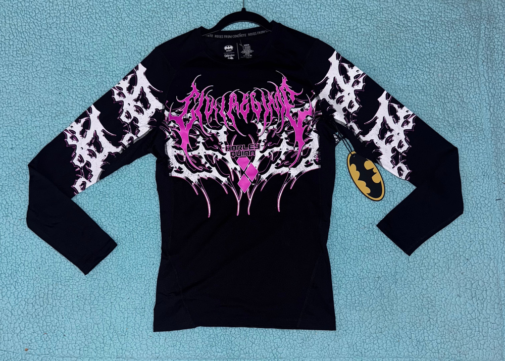 Civil Regime Batman Harley Quinn Long Sleeve Compression Shirt Black Pink Medium
